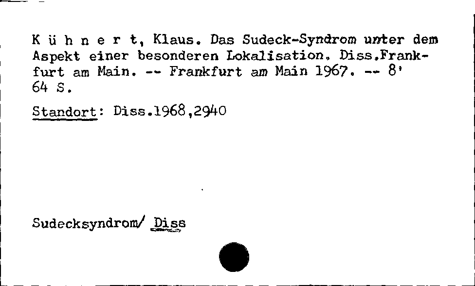 [Katalogkarte Dissertationenkatalog bis 1980]