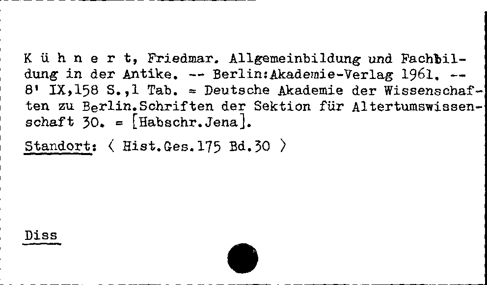 [Katalogkarte Dissertationenkatalog bis 1980]