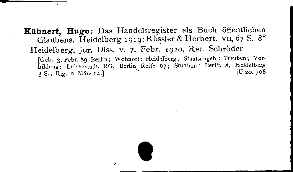 [Katalogkarte Dissertationenkatalog bis 1980]