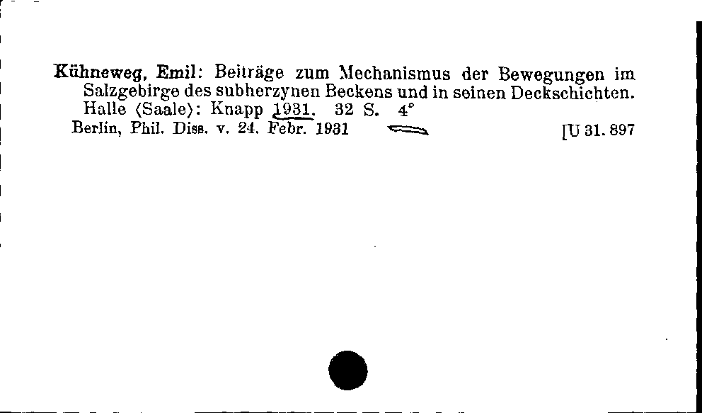 [Katalogkarte Dissertationenkatalog bis 1980]