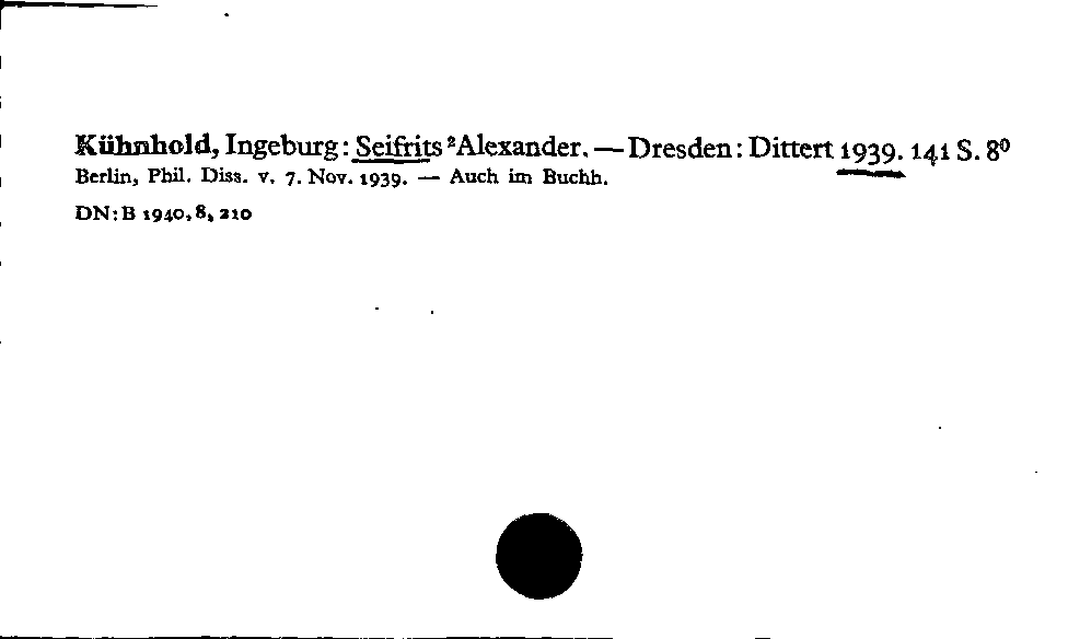 [Katalogkarte Dissertationenkatalog bis 1980]