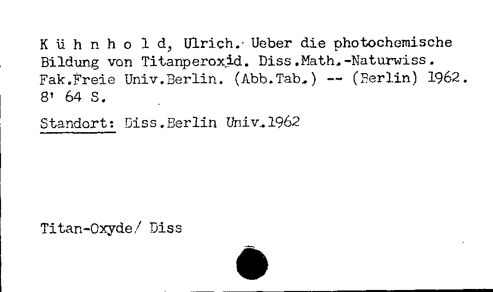 [Katalogkarte Dissertationenkatalog bis 1980]