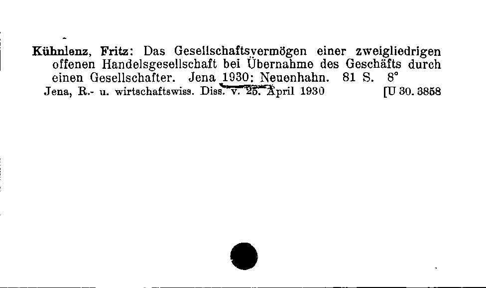 [Katalogkarte Dissertationenkatalog bis 1980]