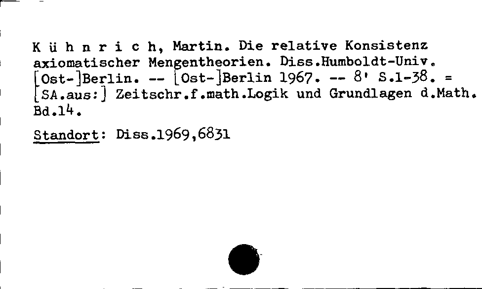 [Katalogkarte Dissertationenkatalog bis 1980]