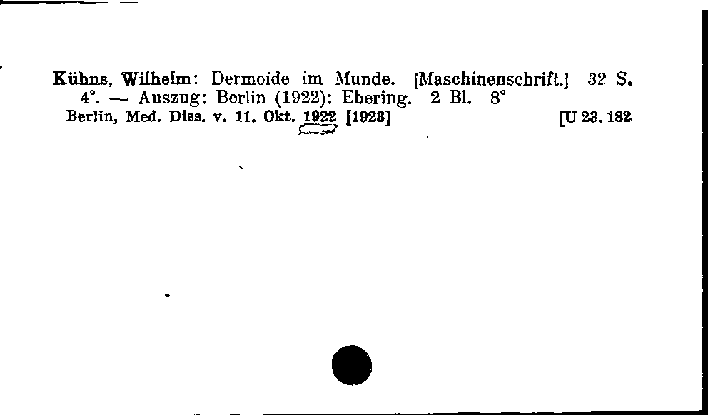 [Katalogkarte Dissertationenkatalog bis 1980]