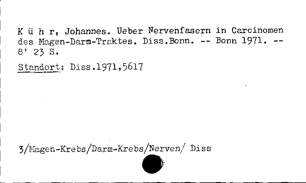 [Katalogkarte Dissertationenkatalog bis 1980]