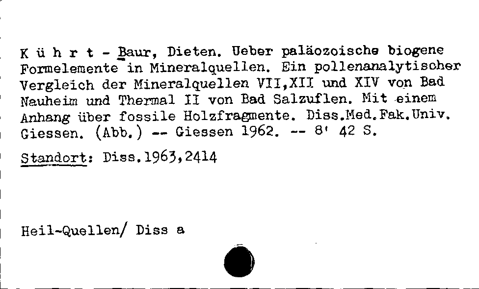 [Katalogkarte Dissertationenkatalog bis 1980]