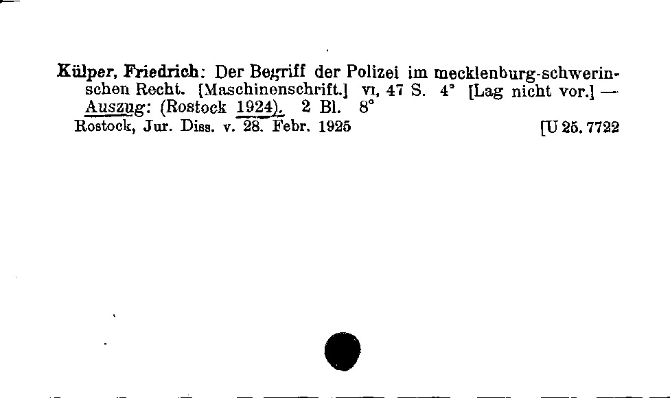 [Katalogkarte Dissertationenkatalog bis 1980]