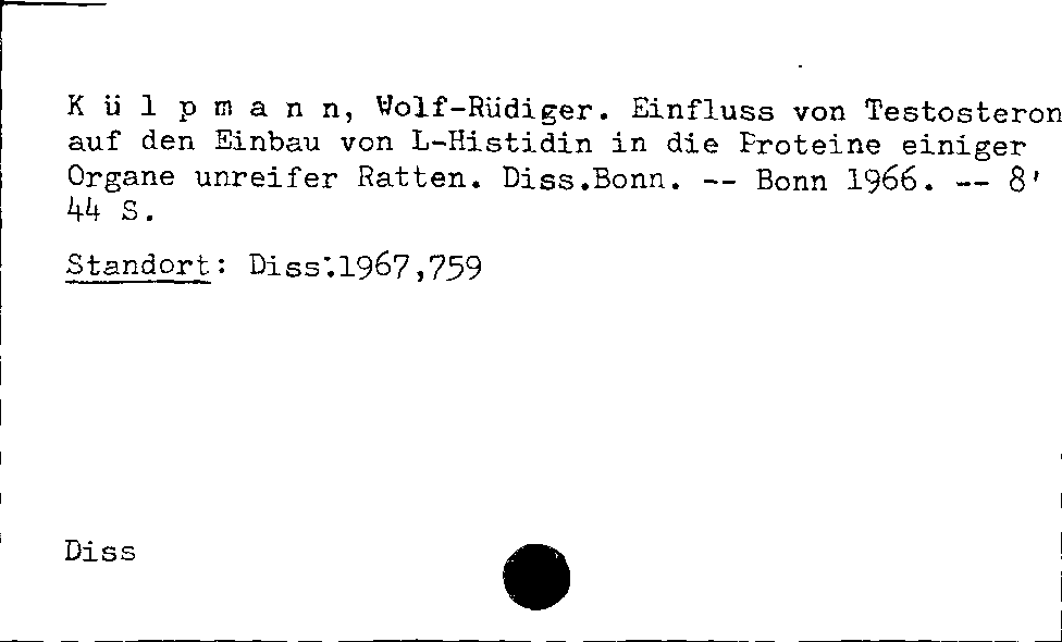 [Katalogkarte Dissertationenkatalog bis 1980]