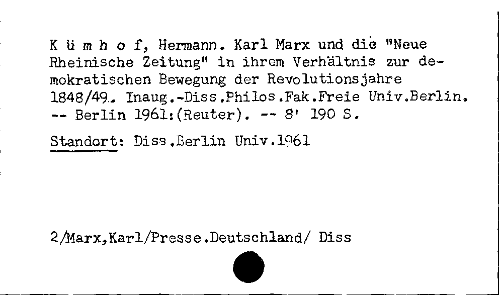 [Katalogkarte Dissertationenkatalog bis 1980]