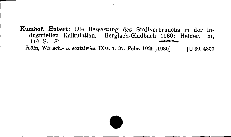 [Katalogkarte Dissertationenkatalog bis 1980]