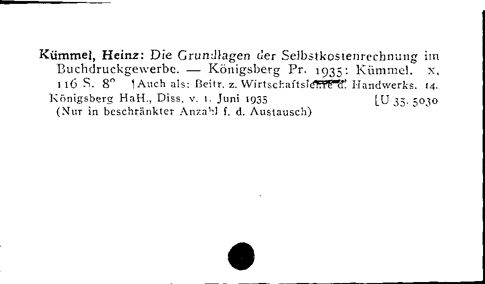 [Katalogkarte Dissertationenkatalog bis 1980]