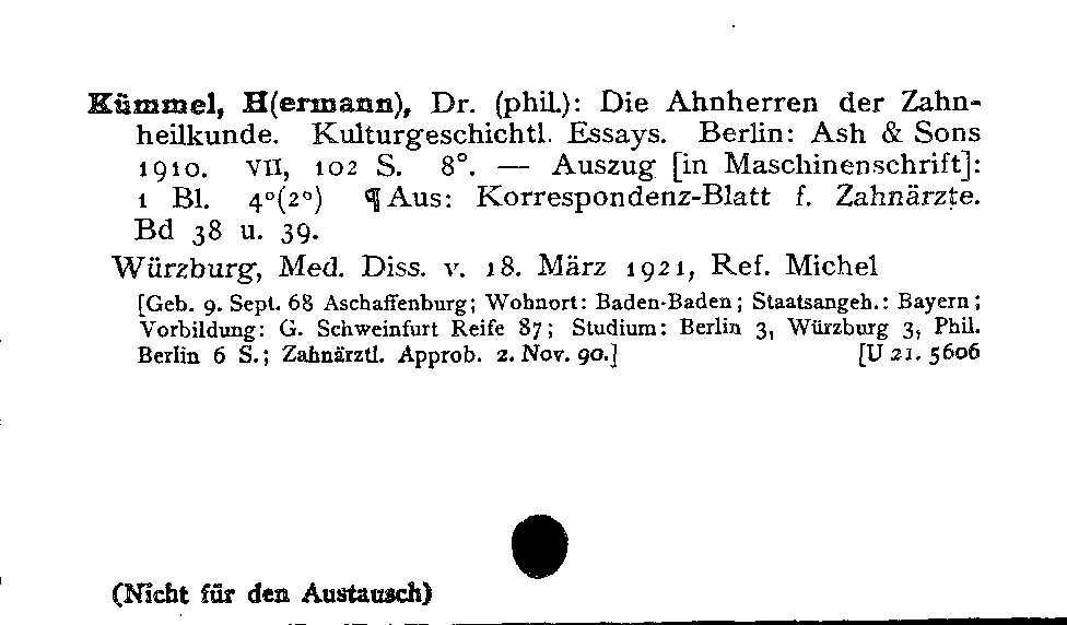 [Katalogkarte Dissertationenkatalog bis 1980]