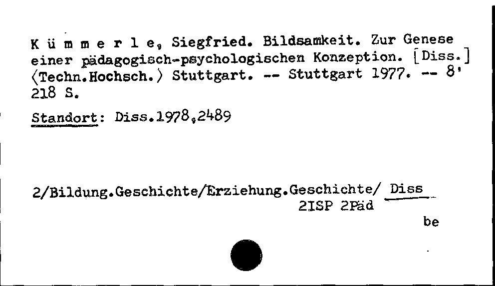 [Katalogkarte Dissertationenkatalog bis 1980]