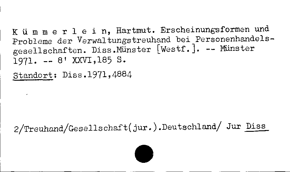 [Katalogkarte Dissertationenkatalog bis 1980]