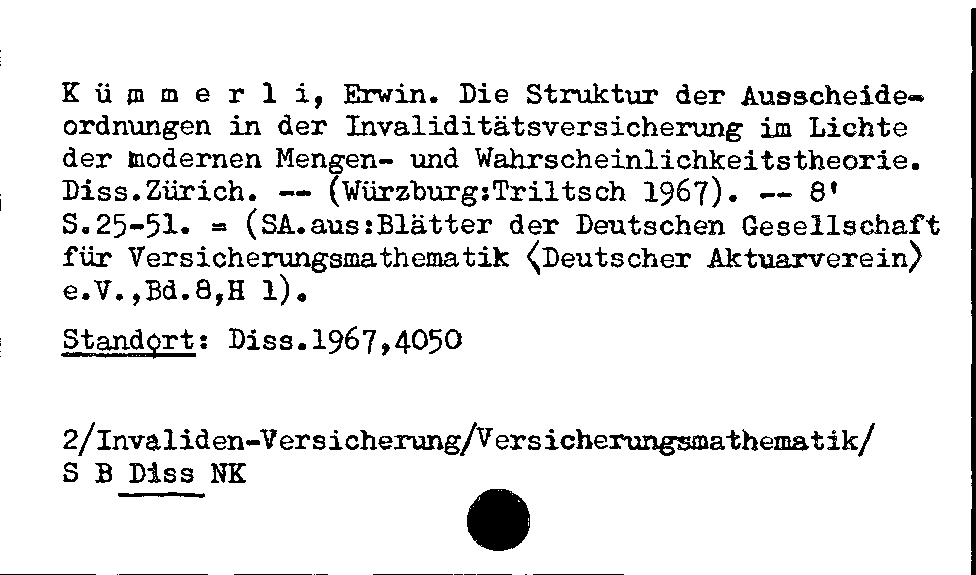 [Katalogkarte Dissertationenkatalog bis 1980]