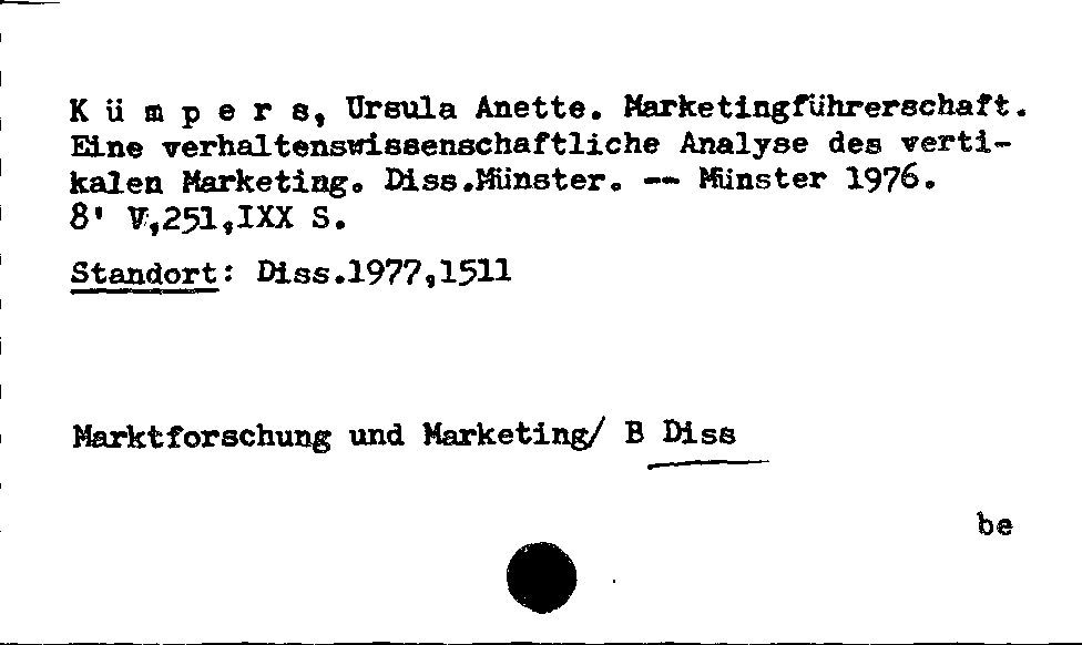 [Katalogkarte Dissertationenkatalog bis 1980]