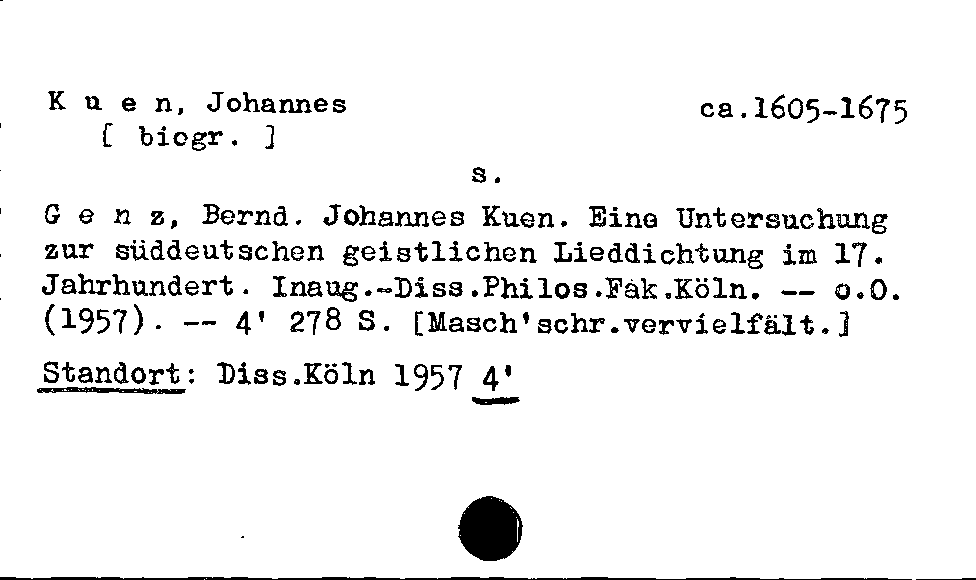 [Katalogkarte Dissertationenkatalog bis 1980]