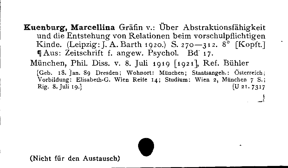 [Katalogkarte Dissertationenkatalog bis 1980]