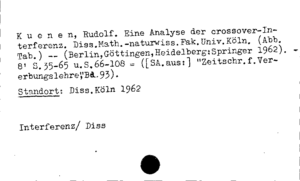 [Katalogkarte Dissertationenkatalog bis 1980]