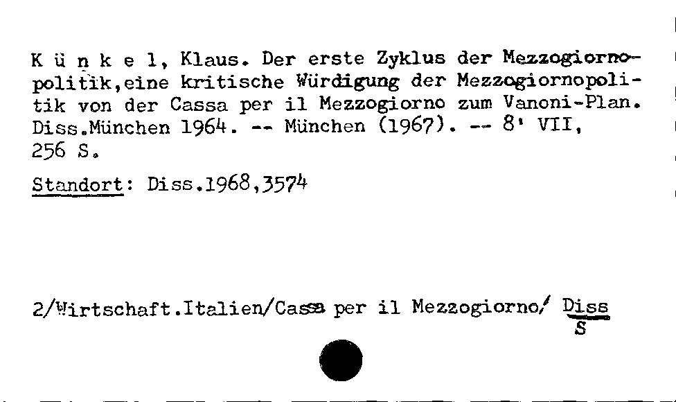 [Katalogkarte Dissertationenkatalog bis 1980]