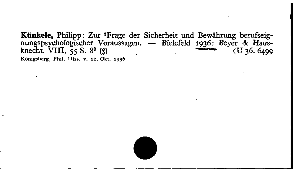 [Katalogkarte Dissertationenkatalog bis 1980]