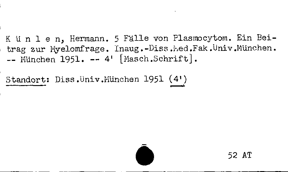 [Katalogkarte Dissertationenkatalog bis 1980]