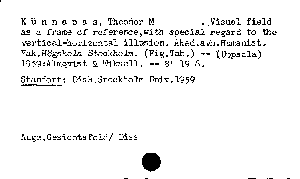 [Katalogkarte Dissertationenkatalog bis 1980]