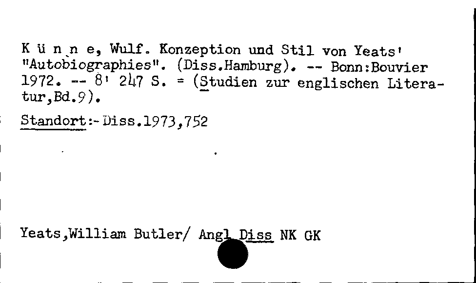 [Katalogkarte Dissertationenkatalog bis 1980]