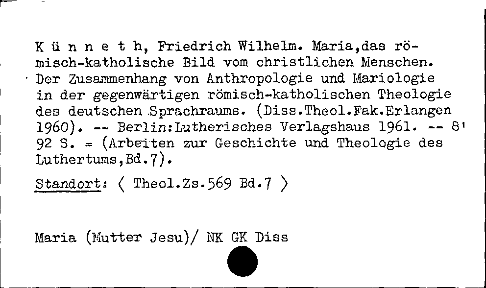 [Katalogkarte Dissertationenkatalog bis 1980]