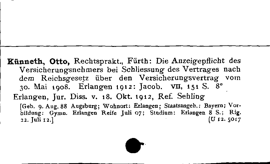 [Katalogkarte Dissertationenkatalog bis 1980]