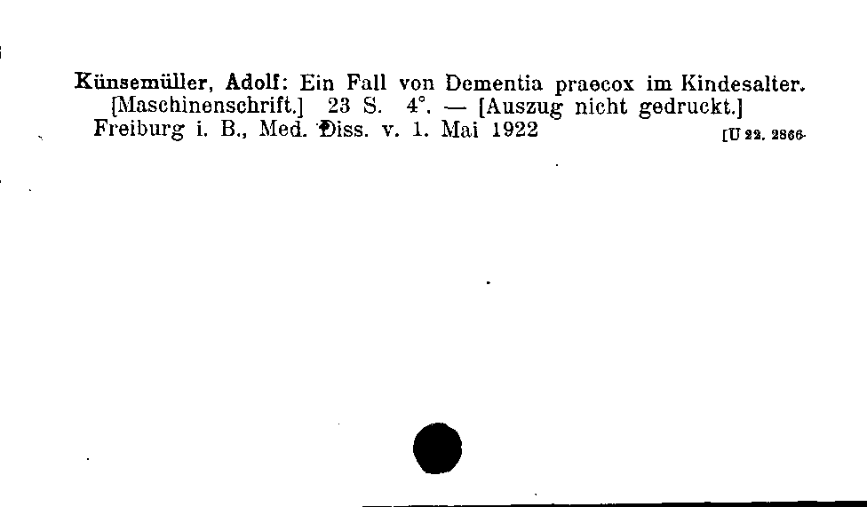 [Katalogkarte Dissertationenkatalog bis 1980]