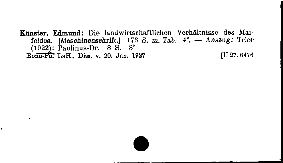 [Katalogkarte Dissertationenkatalog bis 1980]