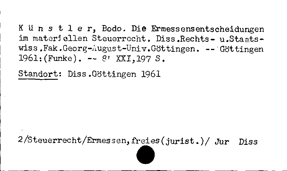 [Katalogkarte Dissertationenkatalog bis 1980]