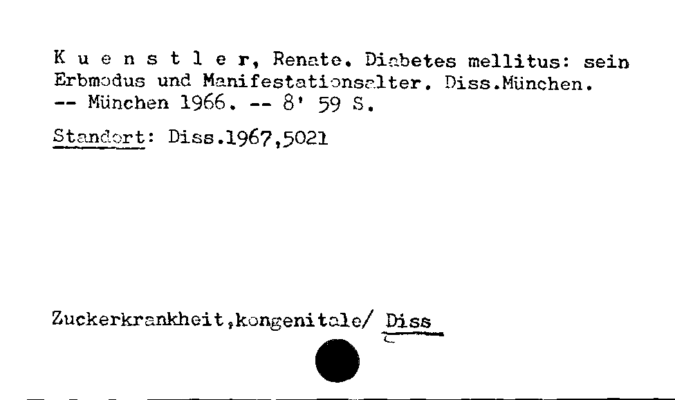 [Katalogkarte Dissertationenkatalog bis 1980]