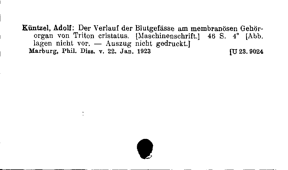 [Katalogkarte Dissertationenkatalog bis 1980]