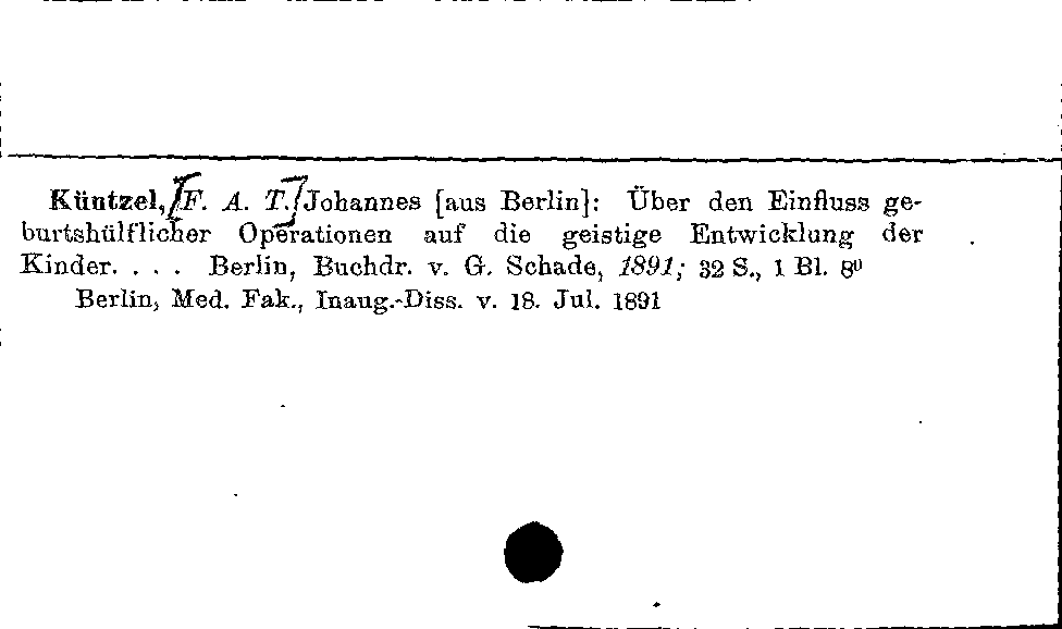 [Katalogkarte Dissertationenkatalog bis 1980]