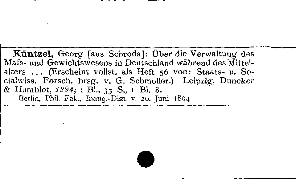 [Katalogkarte Dissertationenkatalog bis 1980]