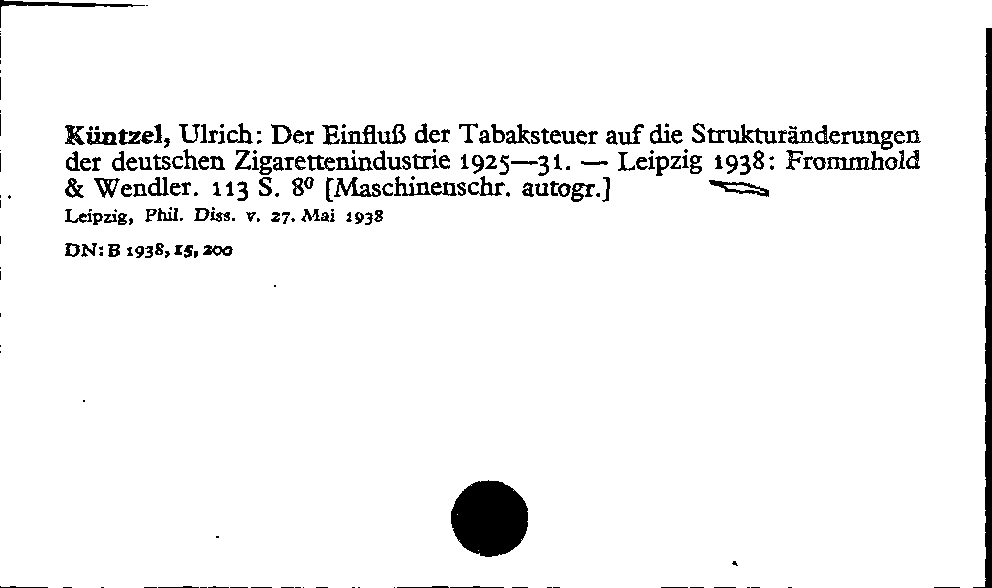 [Katalogkarte Dissertationenkatalog bis 1980]