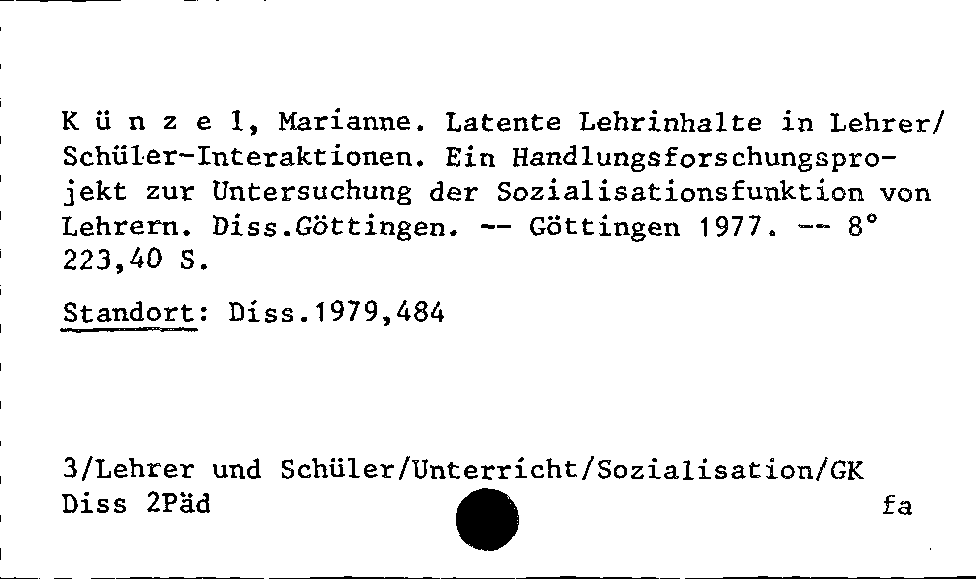 [Katalogkarte Dissertationenkatalog bis 1980]