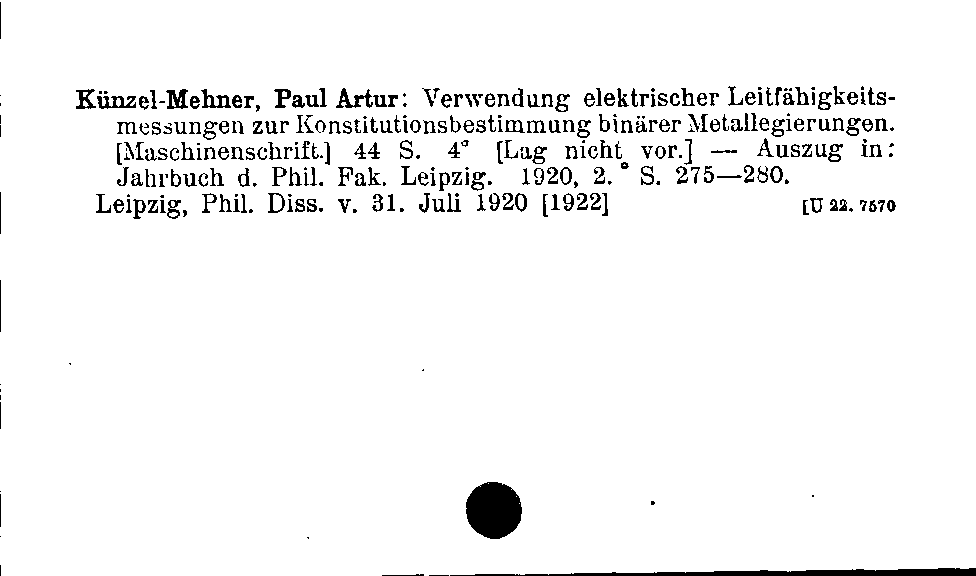 [Katalogkarte Dissertationenkatalog bis 1980]