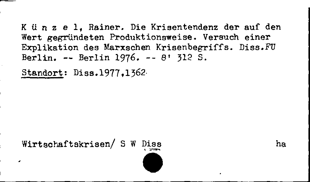 [Katalogkarte Dissertationenkatalog bis 1980]