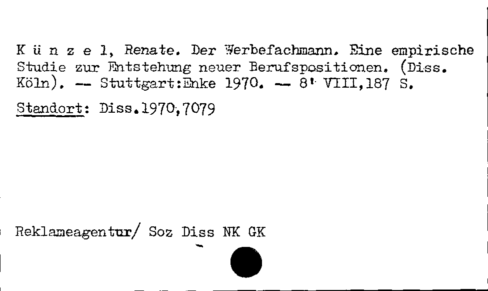 [Katalogkarte Dissertationenkatalog bis 1980]