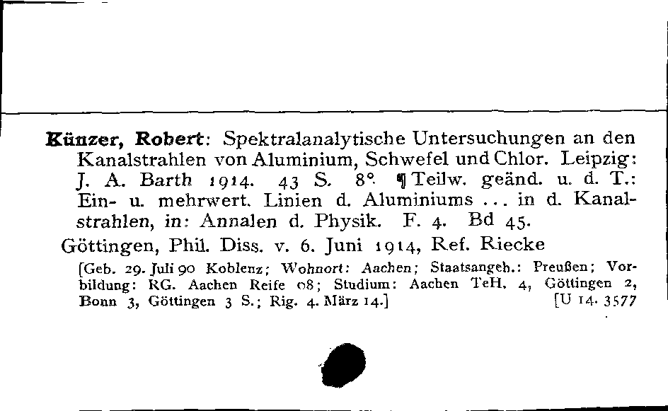 [Katalogkarte Dissertationenkatalog bis 1980]