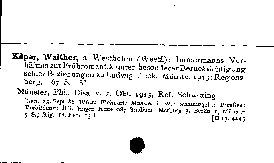 [Katalogkarte Dissertationenkatalog bis 1980]