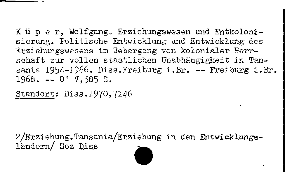 [Katalogkarte Dissertationenkatalog bis 1980]