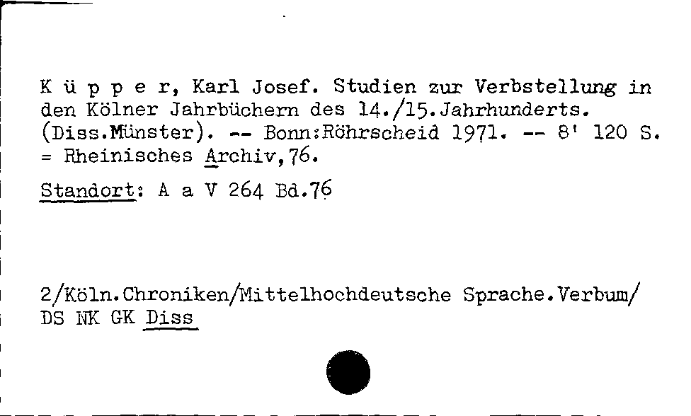 [Katalogkarte Dissertationenkatalog bis 1980]