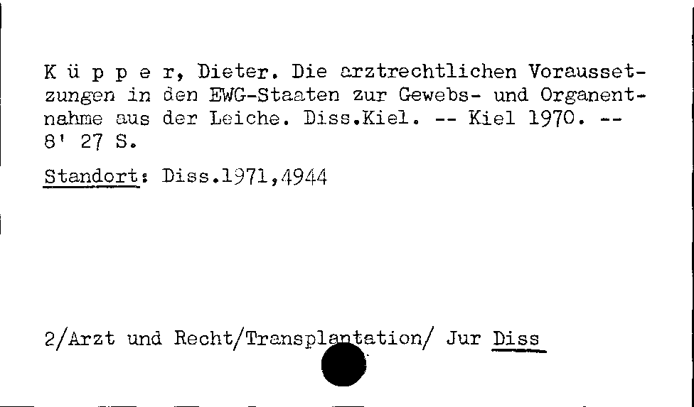 [Katalogkarte Dissertationenkatalog bis 1980]