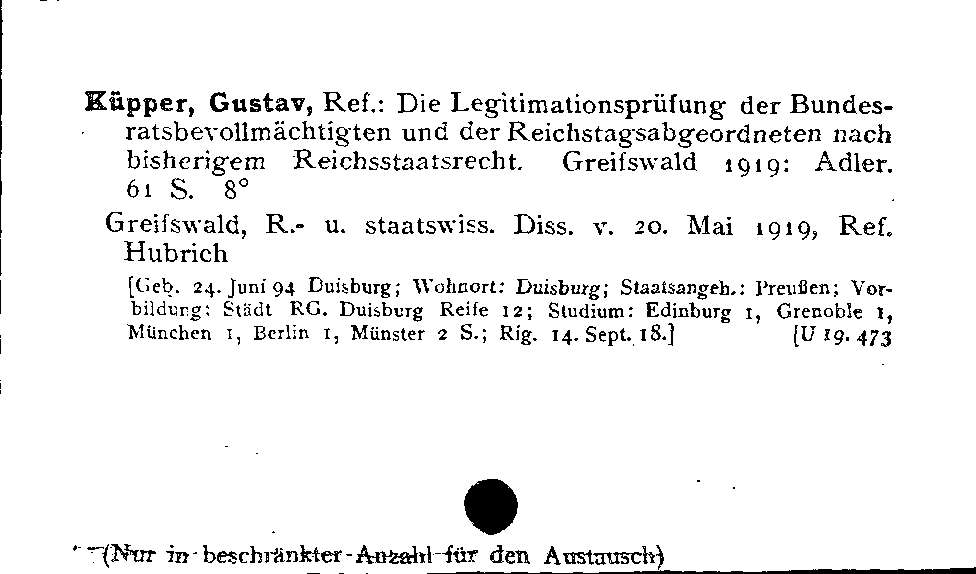 [Katalogkarte Dissertationenkatalog bis 1980]