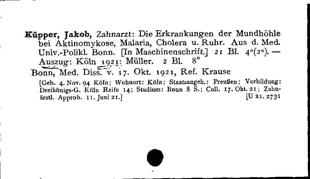 [Katalogkarte Dissertationenkatalog bis 1980]